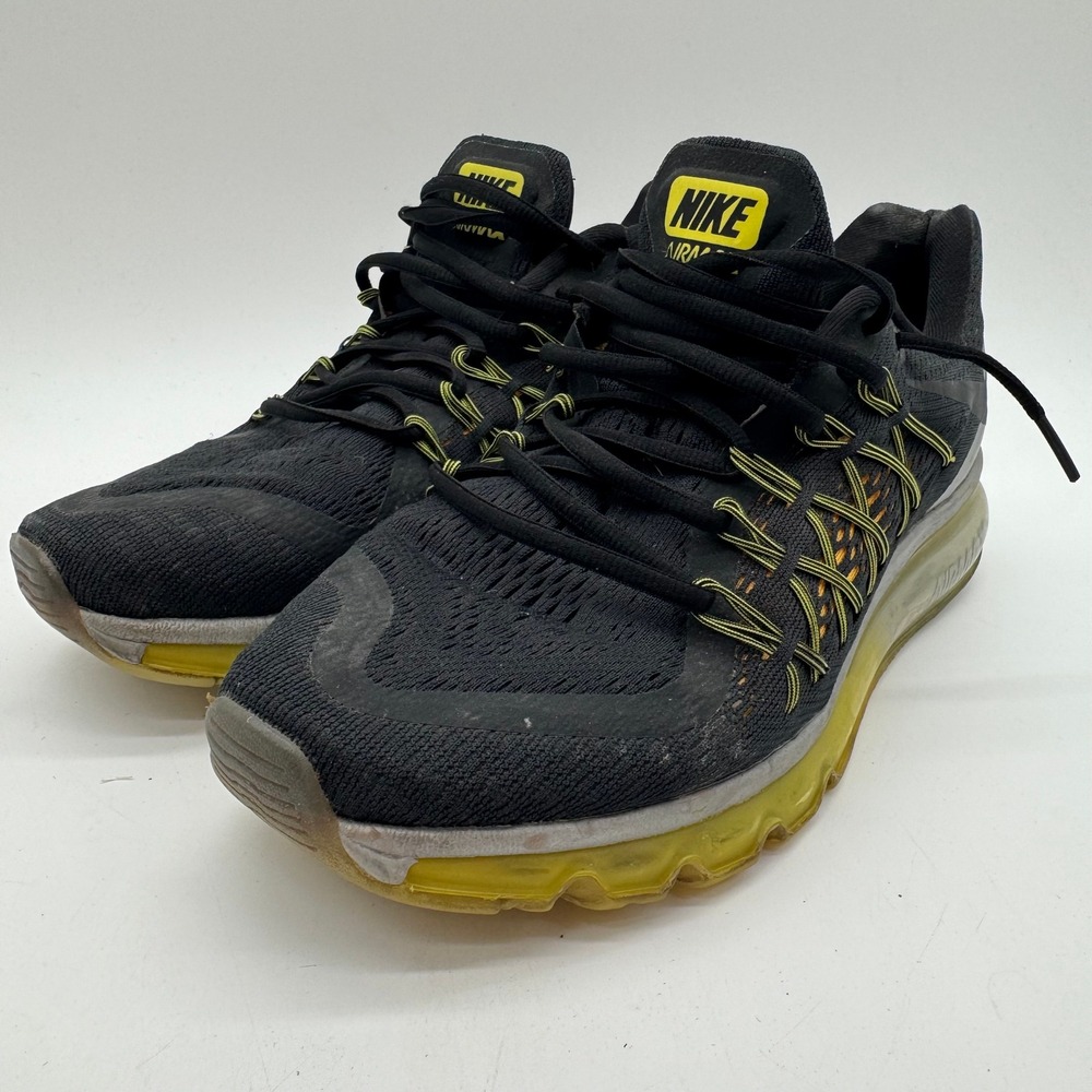 Nike Air Max 2015 Mens US 9 Black Volt Silver Mesh Low Top Sneakers Running